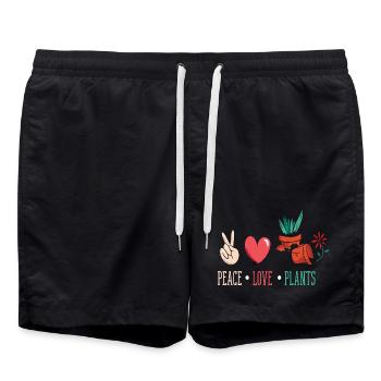 Amateur des plantes Paix Amour Plantes Fleurs succulentes - Short de bain - noir - Devant - AI Model Male 185 light (185cm)
