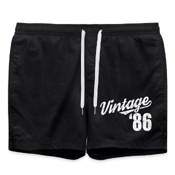 Design rétro vintage 86 script - Short de bain - noir - Devant - AI Model Male 185 light (185cm)