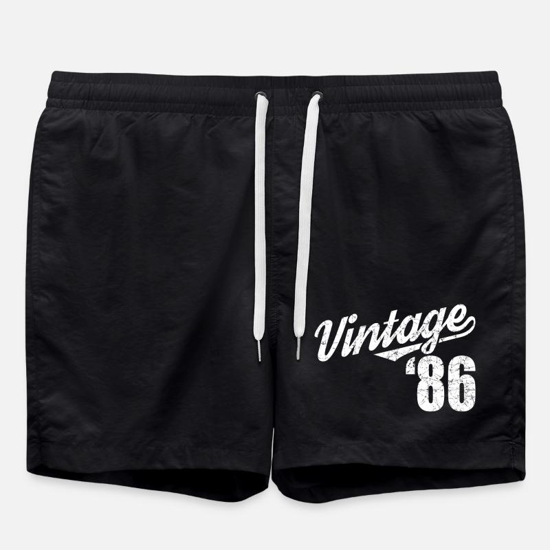 Vintage 86 Script Retro Design - Badeshorts - Schwarz