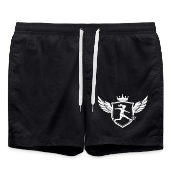 Fussballerin Wappen Fussball Girls - Badeshorts - Schwarz - Vorne - AI Model Male 185 light (185cm)