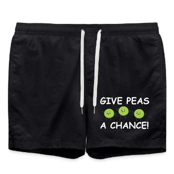 Give Peas a Chance – Happy Peas - Swim Trunks - black - Front - AI Model Male 185 light (185cm)