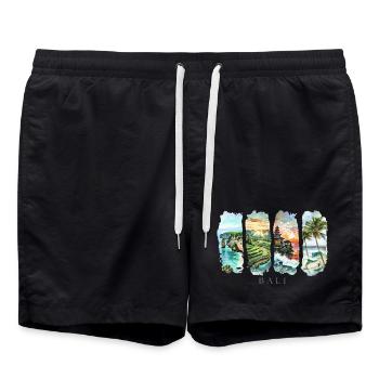 Design de Bali – Motif de vacances sur une île tropicale - Short de bain - noir - Devant - AI Model Male 185 light (185cm)