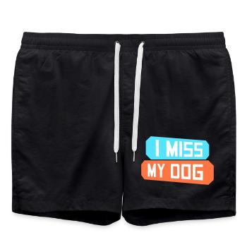 I Miss My Dog Hundeliebhaber Hunde Liebe Witz Logo - Badeshorts - Schwarz - Vorne - AI Model Male 185 light (185cm)