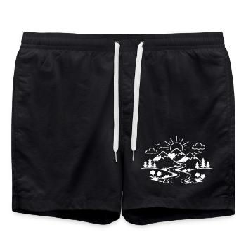 Mountains Landscape - Swim Trunks - black - Front - AI Model Male 185 light (185cm)