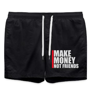 Gagne de l’argent, pas des amis, slogan Slogan - Short de bain - noir - Devant - AI Model Male 185 light (185cm)