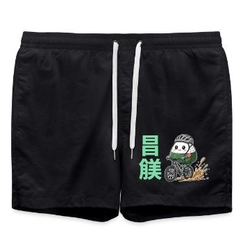 Kawaii Onigiri Radfahrer-Schlammspritzer - Badeshorts - Schwarz - Vorne - AI Model Male 185 light (185cm)