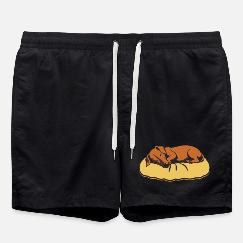 sleeping dog dachshund - Swim Trunks - black