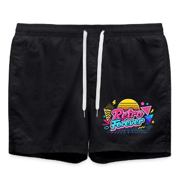 Retro Forever Neon 80er Vibe - Badeshorts - Schwarz - Vorne - AI Model Male 185 light (185cm)