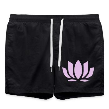 Lotus Flower Lotus Flowers Pastel Flower Blossom Yoga - Swim Trunks - black - Front - AI Model Male 185 light (185cm)