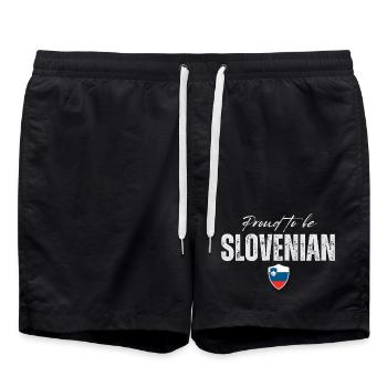 Proud Slovenian, hergestellt in Slowenien - Badeshorts - Schwarz - Vorne - AI Model Male 185 light (185cm)