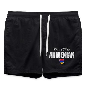 Stolz, Armenier zu sein, hergestellt in Armenien - Badeshorts - Schwarz - Vorne - AI Model Male 185 light (185cm)