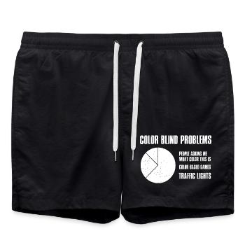 Color Blind Problems - Swim Trunks - black - Front - AI Model Male 185 light (185cm)