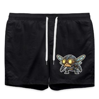 Mouche de Combat Steampunk Armure Acier et Laiton - Short de bain - noir - Devant - AI Model Male 185 light (185cm)