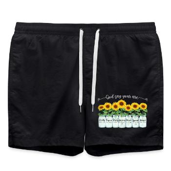 Jésus chrétien inspirant de tournesols - Short de bain - noir - Devant - AI Model Male 185 light (185cm)