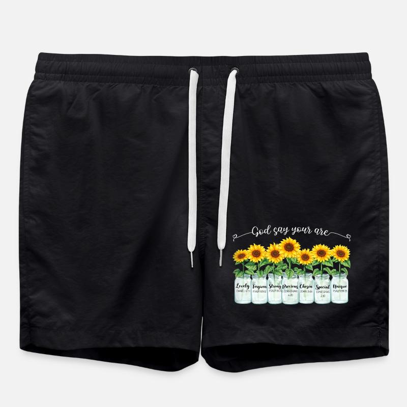 Jésus chrétien inspirant de tournesols - Short de bain - noir