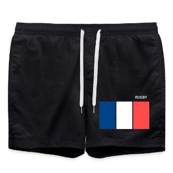 Rugby French Flag - Swim Trunks - black - Front - AI Model Male 185 light (185cm)