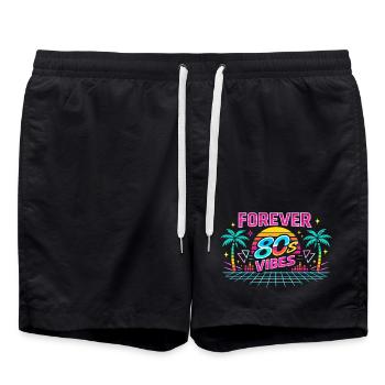 Forever 80s Vibes Neon Sunset - Swim Trunks - black - Front - AI Model Male 185 light (185cm)