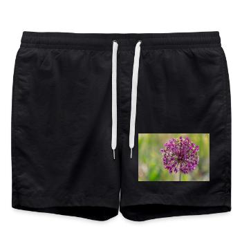 Close-up of a Purple Flower - Giant Leek - Swim Trunks - black - Front - AI Model Male 185 light (185cm)
