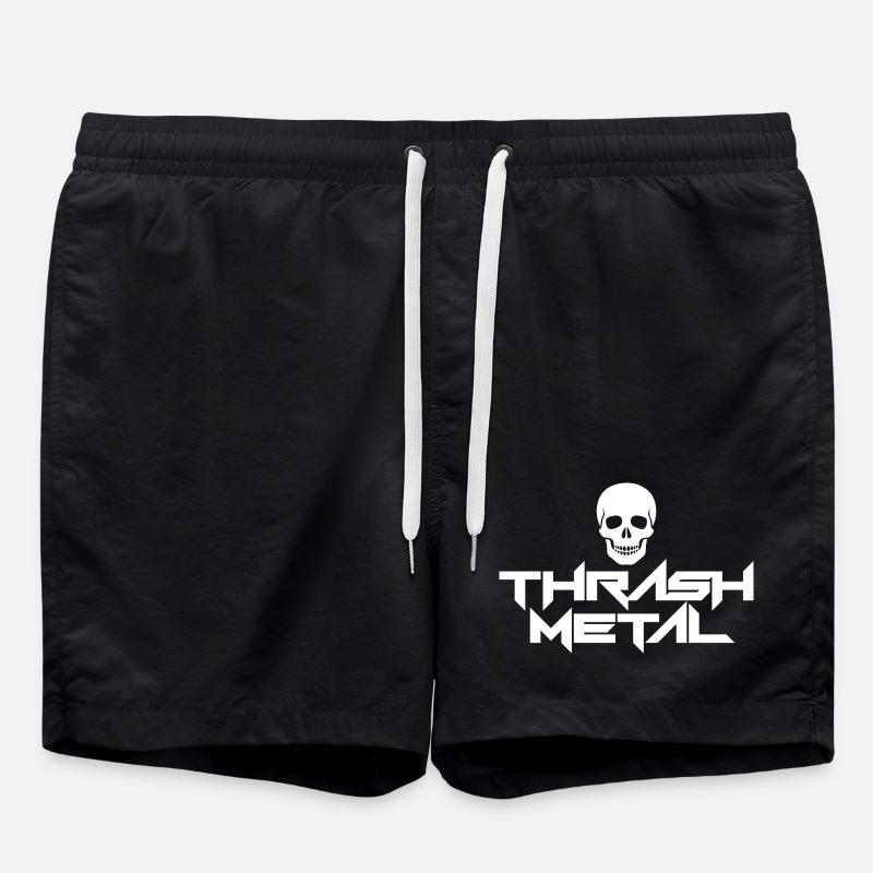 Thrash Metal Skull Logo - Swim Trunks - black