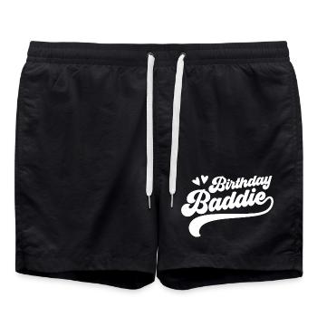 Birthday villain - Swim Trunks - black - Front - AI Model Male 185 light (185cm)