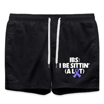 Reizdarm Humor - Viel Sitzen - Badeshorts - Schwarz - Vorne - AI Model Male 185 light (185cm)