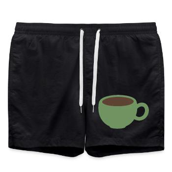 Kaffeetasse Zeichnung Geschenkidee - Badeshorts - Schwarz - Vorne - AI Model Male 185 light (185cm)