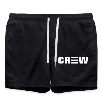 Crew white design - style for your team - Swim Trunks - black - Front - AI Model Male 185 light (185cm)