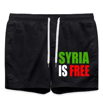 syrien - syria is free - Badeshorts - Schwarz - Vorne - AI Model Male 185 light (185cm)