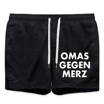 Omas gegen merz - Badeshorts - Schwarz - Vorne - AI Model Male 185 light (185cm)