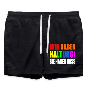wir haben haltung sie haben hass - Badeshorts - Schwarz - Vorne - AI Model Male 185 light (185cm)
