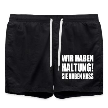 wir haben haltung sie haben hass - Badeshorts - Schwarz - Vorne - AI Model Male 185 light (185cm)