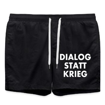 dialog statt krieg - Badeshorts - Schwarz - Vorne - AI Model Male 185 light (185cm)