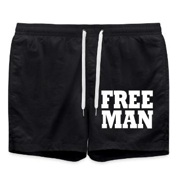 Free man t shirt free man - Swim Trunks - black - Front - AI Model Male 185 light (185cm)