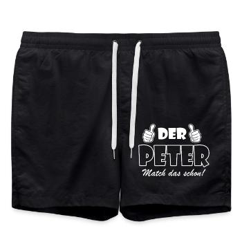 Der Peter match das schon - Badeshorts - Schwarz - Vorne - AI Model Male 185 light (185cm)