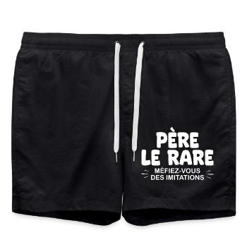 Papa T-shirt drole Fête des Pères Père le rare - Short de bain - noir - Devant - AI Model Male 185 light (185cm)