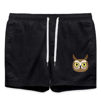 Eulen-Kopf – niedliche Tier Illustration - Badeshorts - Schwarz - Vorne - AI Model Male 185 light (185cm)