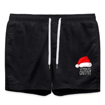 Weihnachtsoutfit Christmas Xmas Weihnachten  - Badeshorts - Schwarz - Vorne - AI Model Male 185 light (185cm)