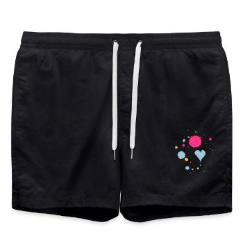 Gouttes de peinture et un coeur - Short de bain - noir - Devant - AI Model Male 185 light (185cm)