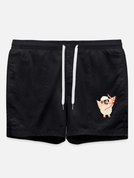 Cuddly Love Sheep with Bow - Swim Trunks - black