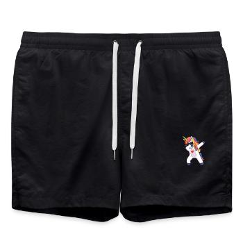 Dabbing Einhorn Sonnenbrille & Herz - Badeshorts - Schwarz - Vorne - AI Model Male 185 light (185cm)
