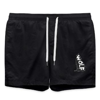 loup Noir sur Fond Étoilé - Short de bain - noir - Devant - AI Model Male 185 light (185cm)
