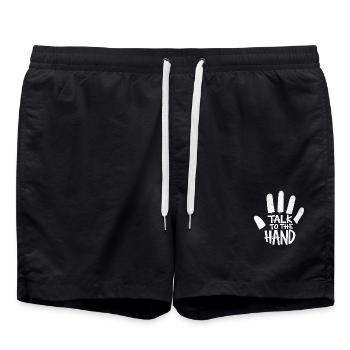 Talk to the Hand | Cooles Streetwear-Typo-Shirt - Badeshorts - Schwarz - Vorne - AI Model Male 185 light (185cm)