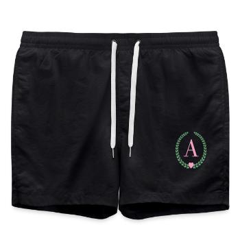 Lettre A monogram - Short de bain - noir - Devant - AI Model Male 185 light (185cm)