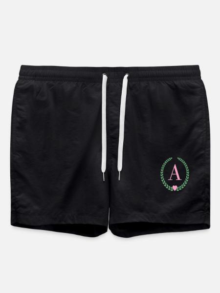 Letter A monogram - Swim Trunks - black