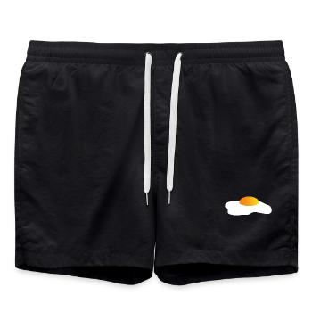 Icône minimale de l’œuf au plat jaune-orange - Short de bain - noir - Devant - AI Model Male 185 light (185cm)