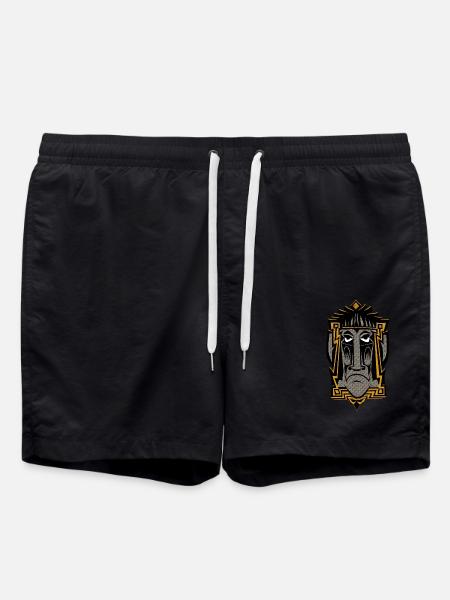 Tiki Moai Maske Aloha cool retro Schutzgeist - Badeshorts - Schwarz