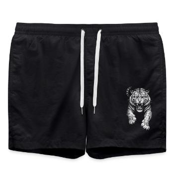 Tigre chat sauvage prédateur cool croquis Dessin - Short de bain - noir - Devant - AI Model Male 185 light (185cm)