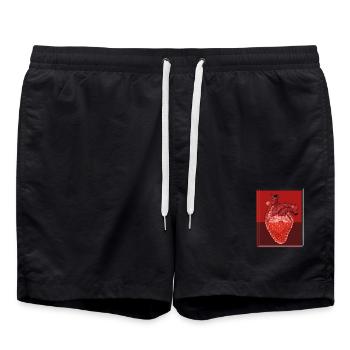 Herz Erdbeer Fusion - Badeshorts - Schwarz - Vorne - AI Model Male 185 light (185cm)