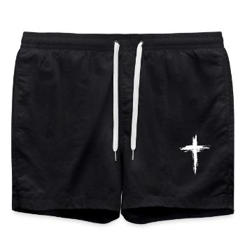 Christian Cross - Swim Trunks - black - Front - AI Model Male 185 light (185cm)