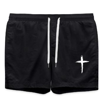 Christian Cross - Swim Trunks - black - Front - AI Model Male 185 light (185cm)